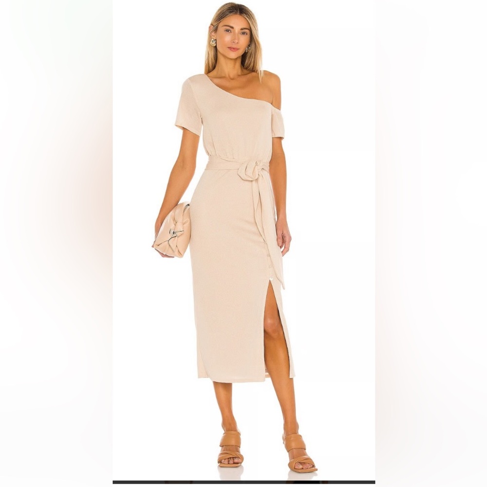 Lovers + Friends Cream Tie-Waist Midi Dress